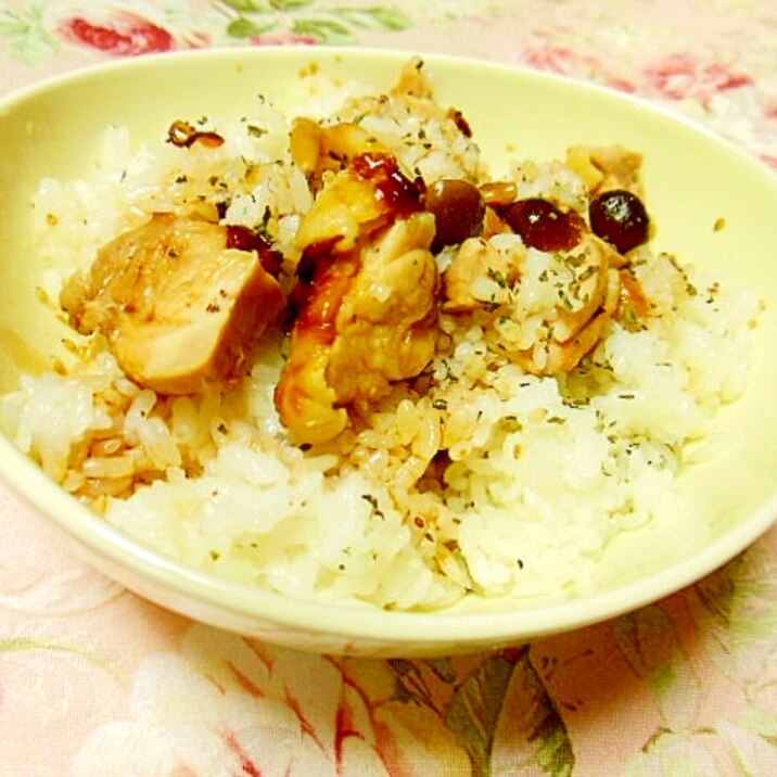 バジル香る❤鶏肉とブナシメジのガリマヨ混ぜご飯❤